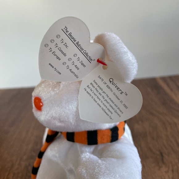 SUMMERWEEN 3 FOR $25: Authentic TY Beanie Baby Quivers the Ghost Bear, 2002. NWT - Picture 3 of 3